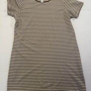 Talbots Brown and White Striped Dress - Size Petite Large